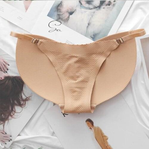 Women Sponge padded Fake Ass Panties Hip Butt Lifter UP Underwear Bottom Push Up Adjusted Strap G-string Seamless BIkini Pants