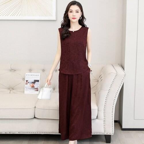 High Quality 2 Piece Set Women Sleeveless T-shirt and Pants Plus Size 5XL Summer Clothes for Women Two Piece Set Top and Pants