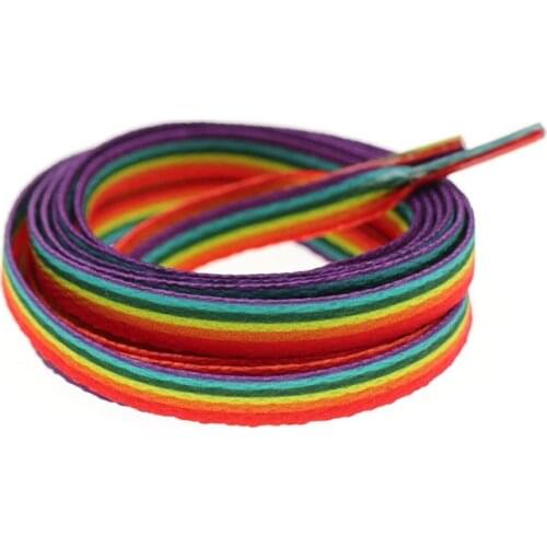 1 Pair Rainbow Shoelace Gradient Color Low-cut High Top Canvas Shoes Laces Rainbow Personalized Printing Shoelaces Accesories