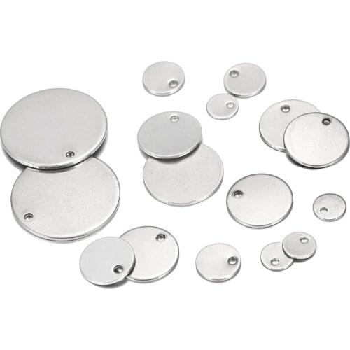 10-50pcs/lot 6-30mm Round Stainless Steel Dog Tag Charms Pendants For DIY Necklaces Bracelets Jewelry Making Findings Supplies