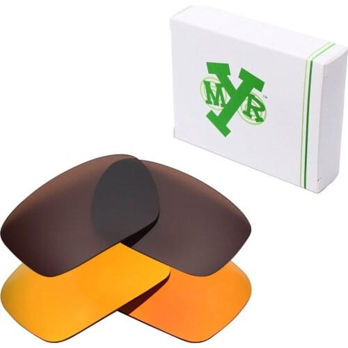 2 Pairs Mryok POLARIZED Replacement Lenses for Oakley Badman Sunglasses Fire Red & Bronze Brown