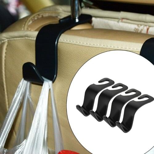 Universal Car Seat Headrest Hooks for Shopping Bag Purse Water Bottle 4 Pcs