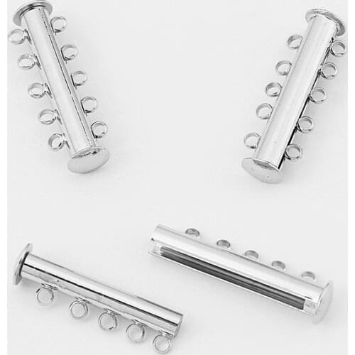 5pcs 5 Strand Magnetic Slide Lock Clasps For Jewelry Making 30x10mm