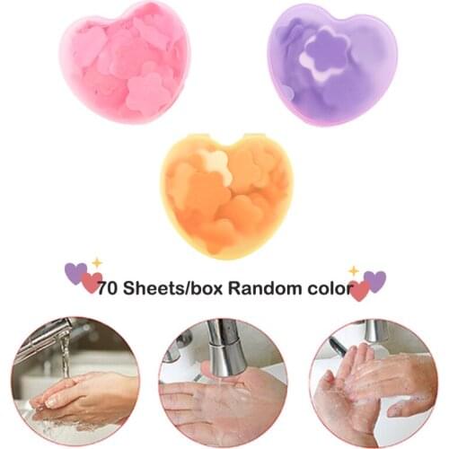 70Pcs Cute Boxed Paper Soap Disposable Soap Paper Portable Mini High Quality Scented Soap Slice Outdoor Travel Supplies