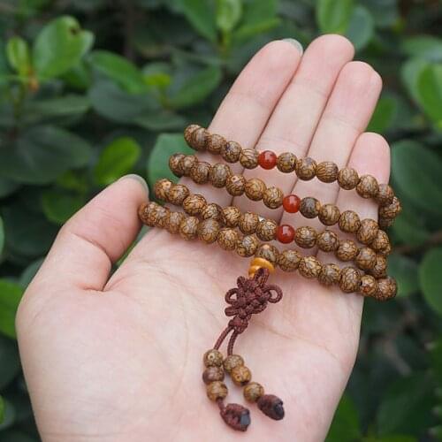 8mm * 108 * Natural Bodhi Seed / Old Golden Line Bodhi / Loose Beads Japa Mala Prayer Bracelet Necklace DIY Accessories