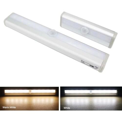 PIR Motion Sensor Light Wireless 10 LED Wardrobe Cabinet Stairs Lamp Under Counter Closet Lighting Magnetic Stick-on Night Light