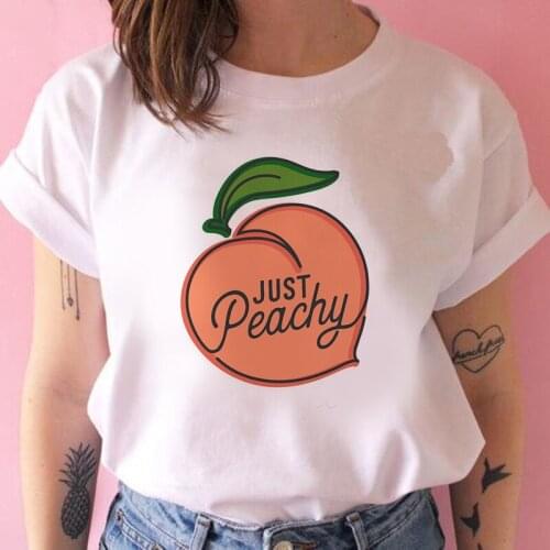Graphic Peach Juice Japanese Rock Basic O-Neck T-shirt Womens T-shirt Lady Harajuku Kawaii Pink Beautiful Summer Casual T-shirt