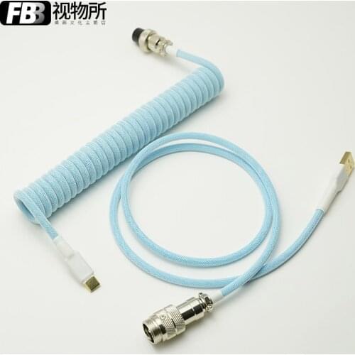 FBB Cables Macaron Sky Blue Handmade Keyboard Keycap Line Type-C / Mini-USB/ Mirco To USB Connector for Mechanical Keyboard