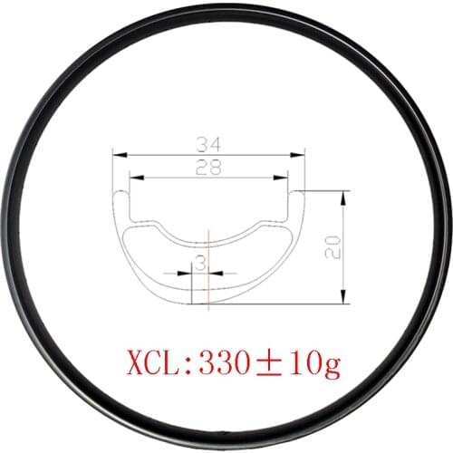 Light 330g 29er MTB XC 34mm x 20mm deep Hookless asymmetry carbon rim UD 3K 12K matte glossy 24H 28H 32H wheel all mountain bike