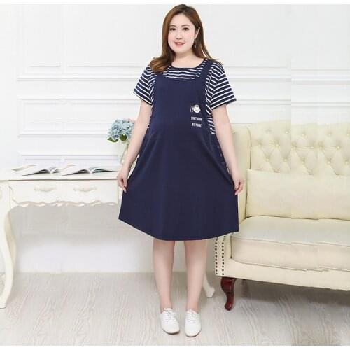 Summer new style plus fertilizer to increase 200 kg maternity wear loose long section slim strap dress