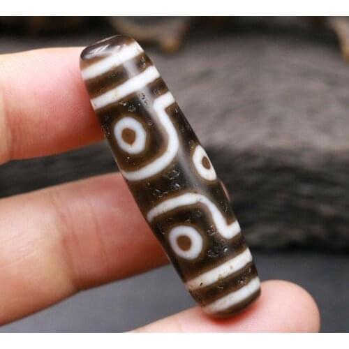 LKbrother Talisman Treasure Unique Energy Tibetan Old Agate 6 Eye Clever dZi Bead Amulet Pendant Totem 50MM