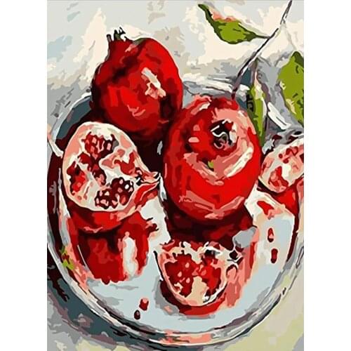 Oil Painting By Numbers Fruit Pomegranate Kit Drawing On Canvas Wall Art HandPainted Dessert Home Decor DIY Gift