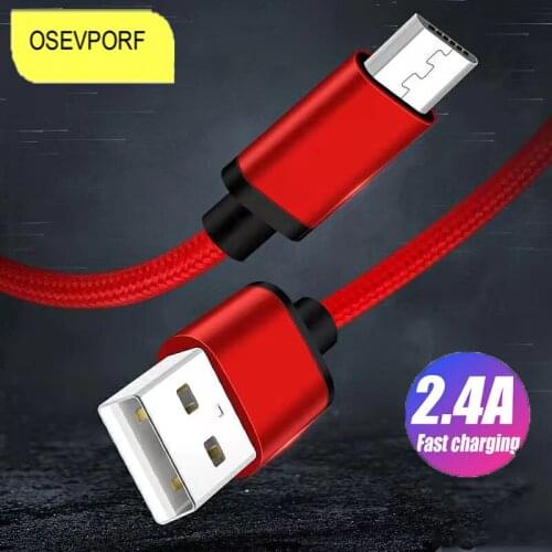 Micro USB C Cable For Huawei P40 P30 Android Tablet Braided Data Cord 2.4A Fast Charging 1m 2m Type-C Micro USB Charger Wire
