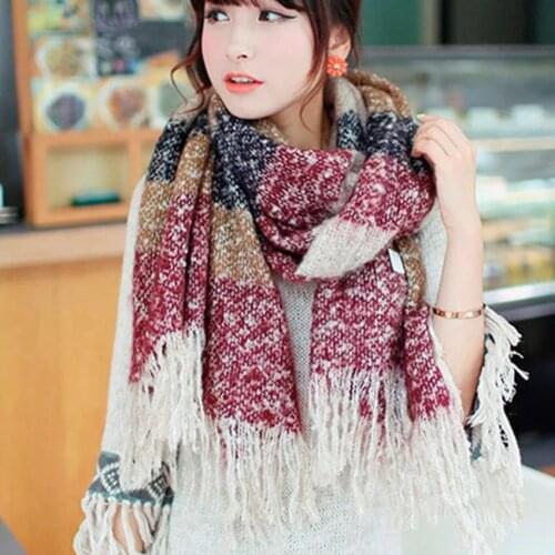 Mingjiebihuo Korean version of the female winter student thickened shawl Shanshan to the same paragraph wool long warm scarf