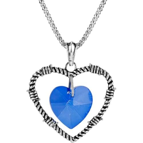 Fashion Film Jewelry Heart Of the Sea Necklace With Blue Crystal Heart-shaped Pendant Chain DIY Handmade Best Women Love Gift-30