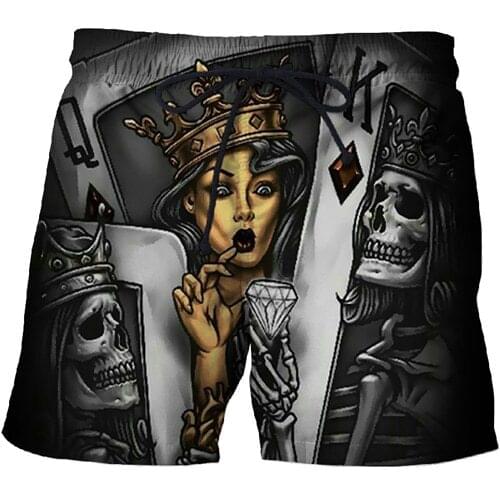 Mens clothing 2020 Male Casual 3D Printed Crown Diamond skull Beach Shorts black Board Shorts Quick Dry Shorts Funny Swimsuit