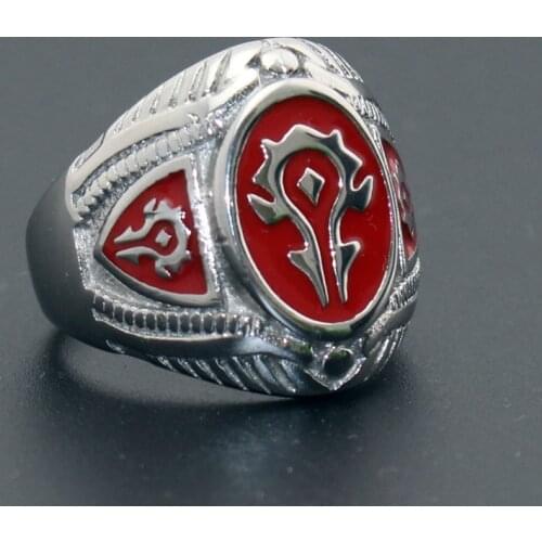 Stainless Steel World of Warcraft Horde Men Jewelry Ring US Sizes 8~13# US Stock