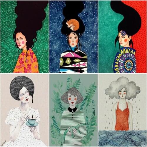 RUOPOTY 60x75cm Frame Painting By Numbers For Adults Abstract Girl Picture By Numbers Acrylic Paint On Canvas For Home Decor Gif