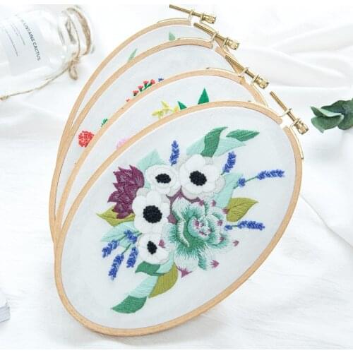 DIY Flower Pattern Embroidery Kits for Beginner Needlework Cross Stitch Handmade Sewing Craft Wall Painting Home Decor Gift