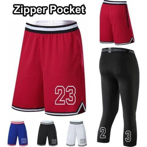 NWT Top Quality Professional Men Basketball Shorts Zip Pocket Soft Elastic Sports Compression Tights Exercise Gym Workout Short
