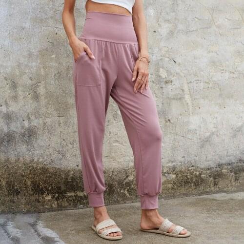 Pure Color Knit Trousers 2021 Closing Pants Comfortable High Stretch Casual Home Sports Pants