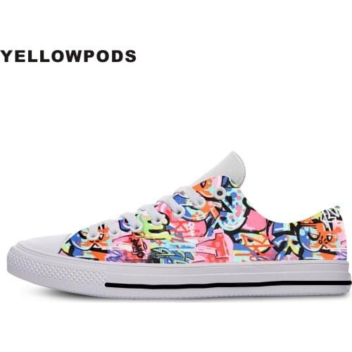 Mens Shoes Casual Men/Women Harajuku Style Color Graffiti Print 3d Hip Hop Unisex Lightweight Shoes Customized White Brand Shoes