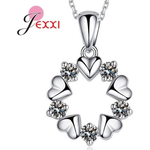 Attractive Women Girls 925 Sterling Silver Romantic Flower/Peanut/Heart Pendant Long Necklaces For Birthday Party/Anniversary