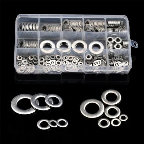 395pcs/set 6Sizes Durable Flat Machine Washer 304 Stainless Steel M4/M5/M6/M8/M10/M12 Lock Washer Metric Flat Gaskets Kit