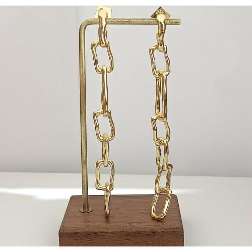 Simple stitching ring chain long face thin earrings