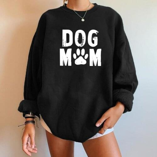 Dog Mom Print Women Sweatshirts Drop-shoulder Pullovers Autumn Winter Sweatshirt Streetwear Harajuku Tops Women Clothes 2021