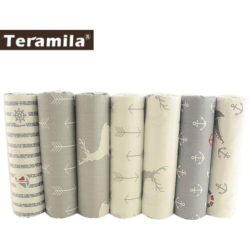 Teramila Gray Serise Fat Quarters 100% Cotton Twill Fabric DIY Sewing Patchwork 7 PCS/40cmx50cm Home Textile Tissus Scrapbooking
