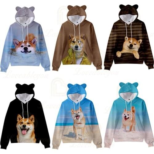 Cute Dog Hoodies Cat Ear Hoodie Anima Sweatshirt Streetwear Women Clothes Kids Hip Hop Hoodies Children Cat Ear Pullover