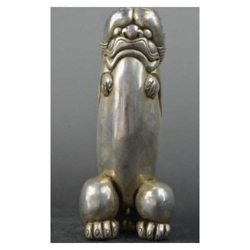 Collection Decoration Tibet Silver Hand-Carved Penis & God Unique Statue