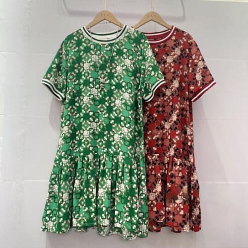 European print dress women summer fashion short-sleeve dresses lady floral print dresses femlae short sleeve dress