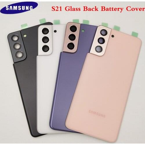 Back Glass Replacement Original Samsung Galaxy S21 SM-G991 S 21 Battery Cover Rear Door Housing Case With Camera Glass Len Frame