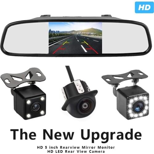 5 Inch Car Rear View Mirror Monitor Auto Parking Assistance LED Night Vision Backup Reversing Rear View Camera