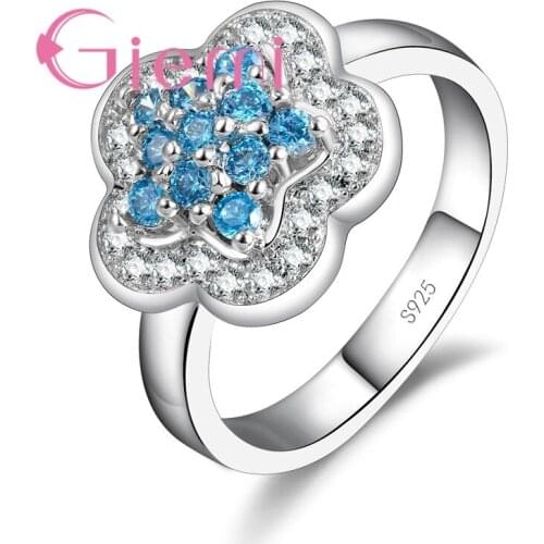 Charming Cubic Zirconia Flower Jewelry Women Rings Accessories Good Quality 925 Sterling Silver Shiny CZ Zircon Bague