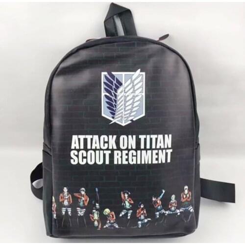 13" Cartoon Attack on Titan Scout Regiment Cosplay PU school bag knapsack book pack backpack outdoor student gift