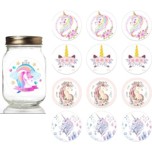 24/48pcs Stickers for Unicorn Cute Cartoon Animal Waterproof Party Decoration Baby Shower Horse Stickers Girls Birthday Party