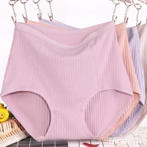 3Pcs/Pack Womans panties High waist cotton pnaty big size pants Female striped underwear XL-2X;-3XL-4XL-5XL-6XL