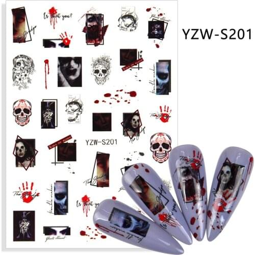 3D Stickers for Nails Skull Halloween Carnival Nail Foil Decal Sliders Stickers for Manicure Nail Art Decoration Accessories