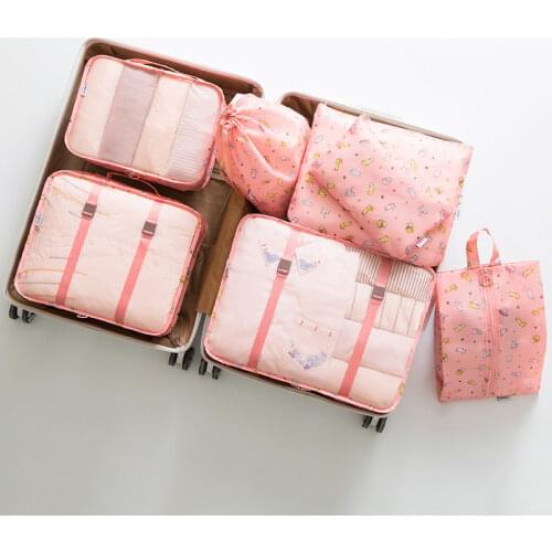 7Pcs/Set Travel Organizer Storage Bags Suitcase Packing Set Storage Cases Portable Luggage Organizer Clothes Shoe Tidy Pouch