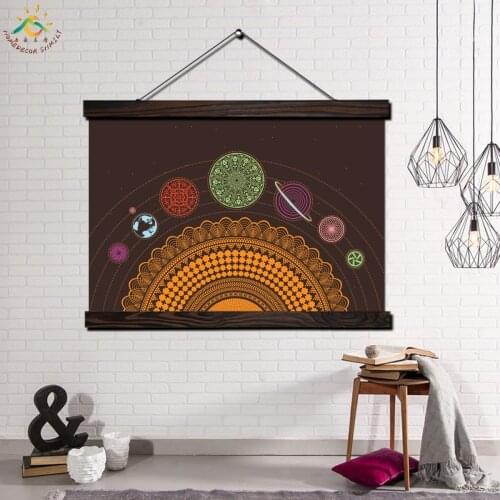 Abstract Planets Framed Scroll Painting Modern Canvas Art Prints Poster Wall Painting Artwork Wall Art Pictures Home Decoration