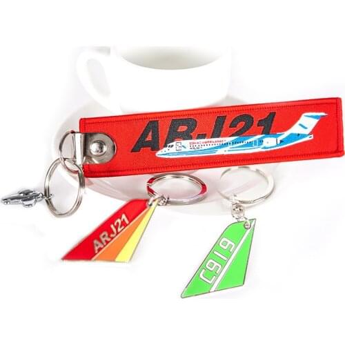 ARJ21 C919 Air Plance Travel Embroider Travel Luggage Bag Tag Best Gift for Flight Crew Aviation Keychain