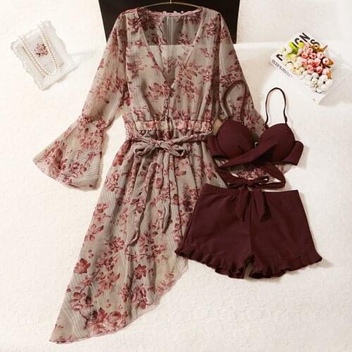 STAERK long sleeve blouse High waist bikini set Halter bathing suit woman swimsuit female Plus size bikini 2020 XXL Floral print