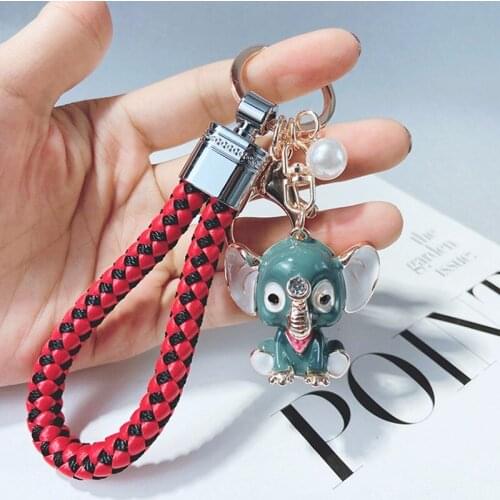 Stylish Ctue Cartoons Dripping Oil Little Elephant Pendant Keychain Bag Key Premium Decorations Ring Gifts Women Emo Jewelry