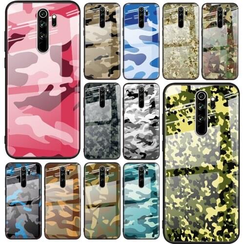 Tempered Glass Cover Camouflage Army For Xiaomi Redmi Note 10 10S 9T 9S 9 8T 8 7 5G Pro Max Shockproof Phone Case