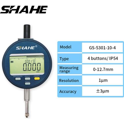 SHAHE IP54/IP65 Waterproof Digital Indicator 0-12.7 mm 0.001 mm Electronic Indicator Gauge Rechargeable Battery