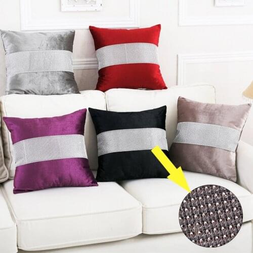 Flannel Cushion Covers Decorative Pillow Case Square Luxury Diamond Pillow Covers For Sofa Home Decoration Home Textile Supplies