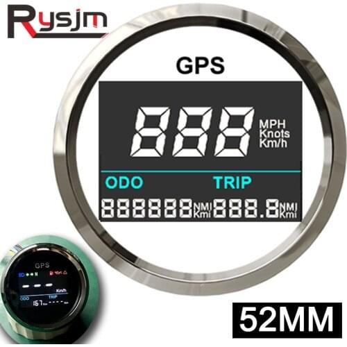 52mm GPS Speedometer Waterproof Digital Speed Gauge Odometer ATV UTV Motorcycle Marine Boat 12V/24V with GPS Antenna Sensor